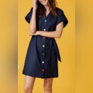 Pearl by Lela Rose Sz 4 Navy Dress with Colorful Buttons